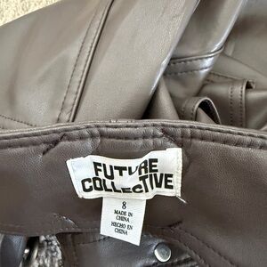Future Collective Brown Faux Leather Pants Size 8